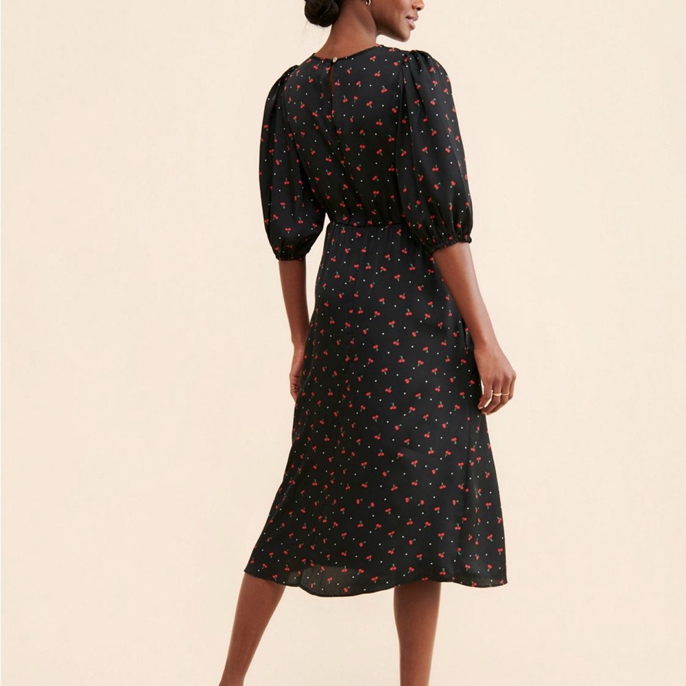 ✨ Anthropologie Louche Cherry Print Midi Dress Fits US XS 2–4 Lined | Pockets - Picture 5 of 14